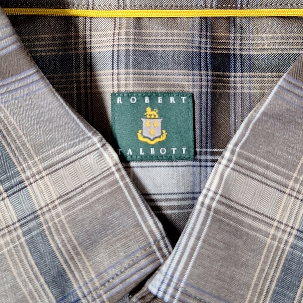 Robert Talbott Brown Plaid Button Down Shirt XL, … - image 14